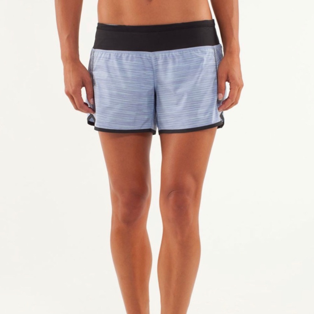lululemon athletica Light Blue and Black Athletic Running Shorts